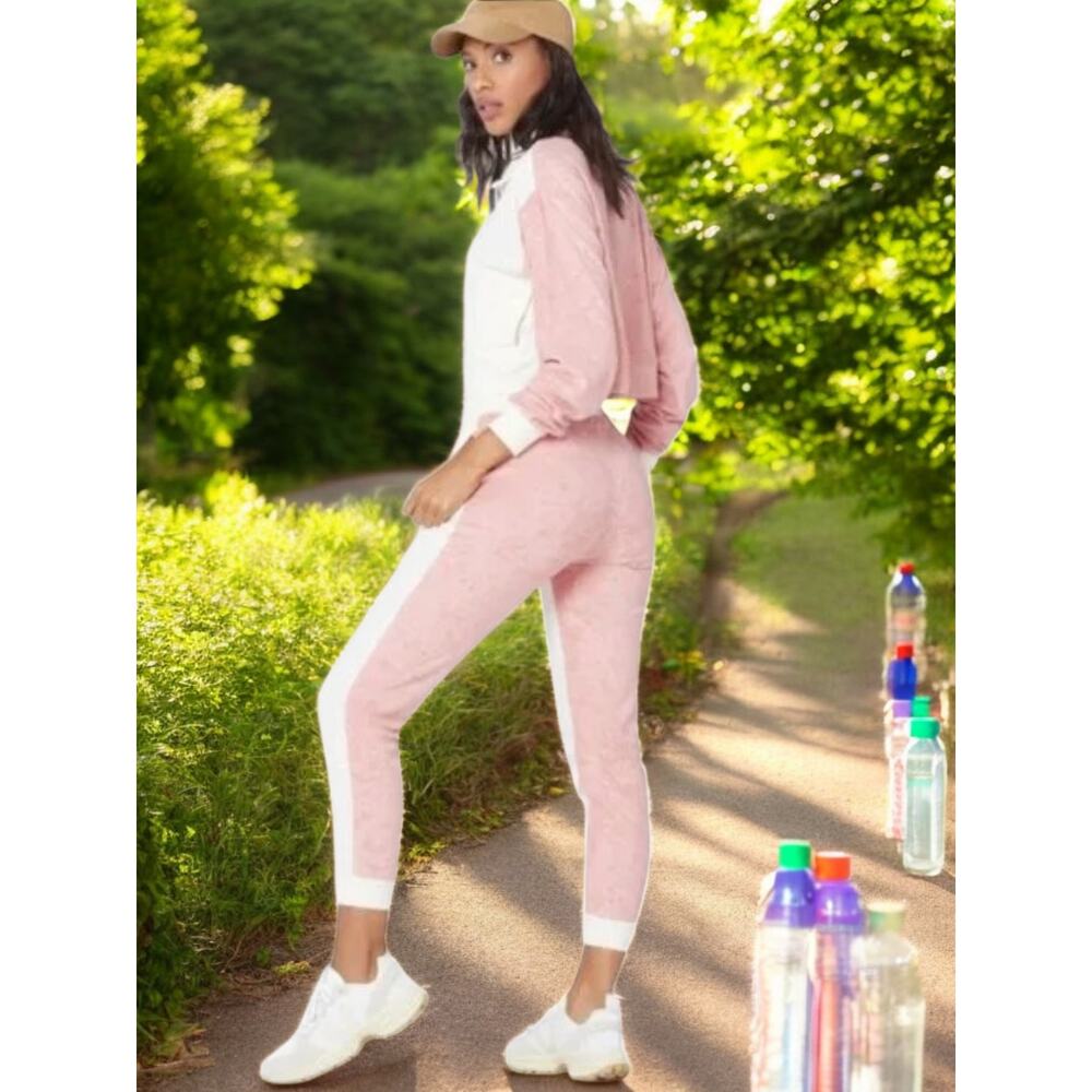 NWT - L*Space Back At It Pants Terry Sweatpants in Pink & Cream Size: M